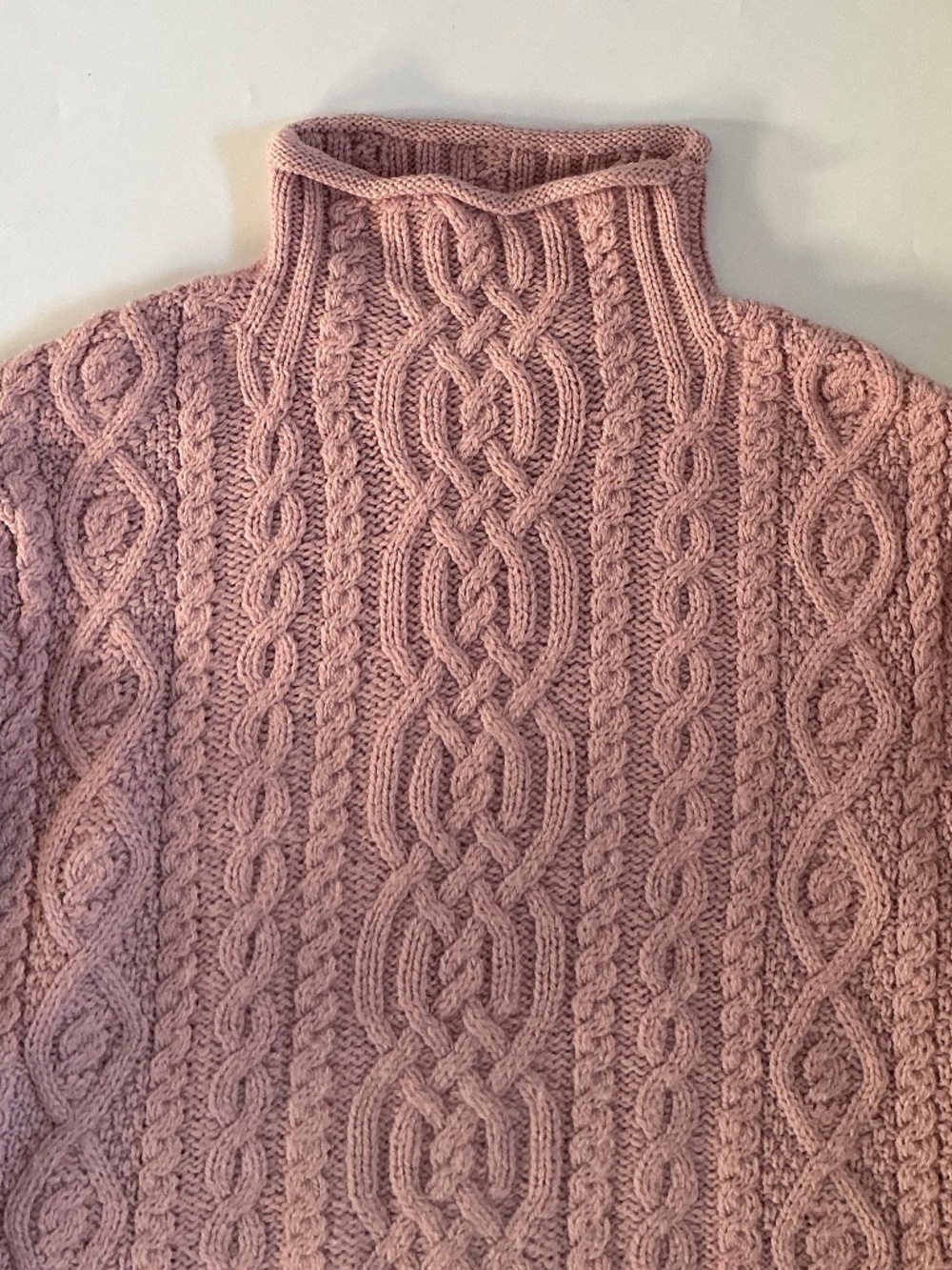 Aran Crafts Ireland Sweater Pink Soft Merino Wool Cable Knit EUC Womens Medium - Picture 4 of 13